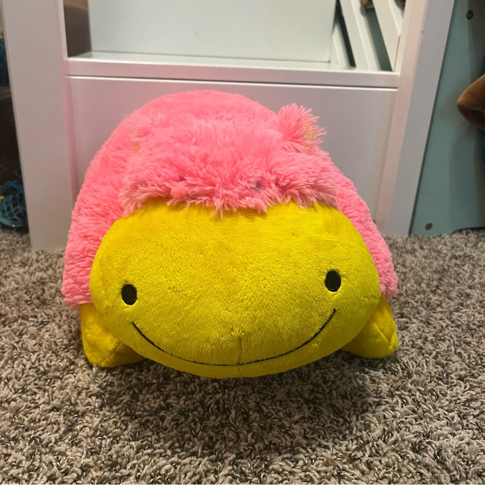 Pillow Pets Hippo Neonz Neon discontinued 2012 pink and yellow hippo plush
